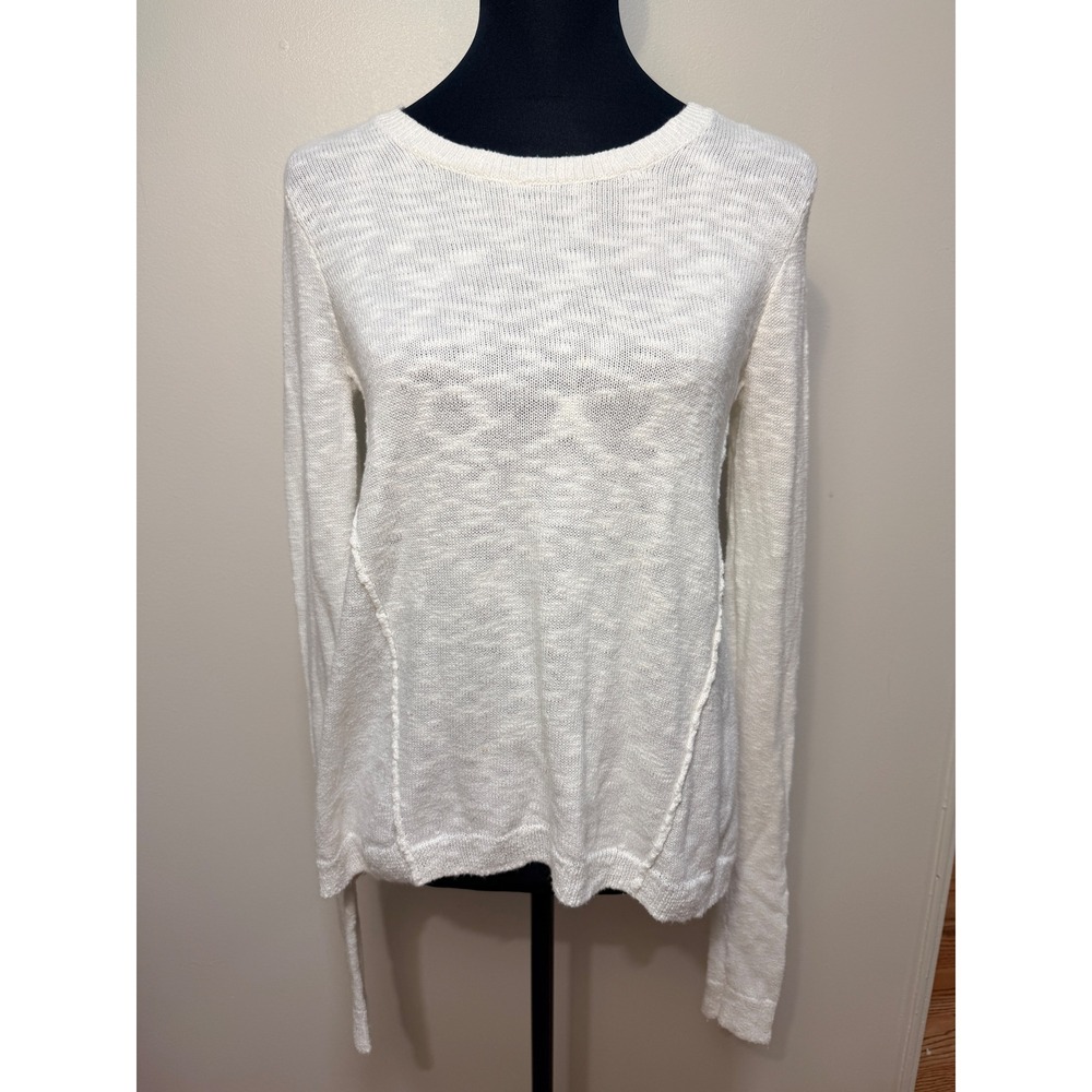 Abercrombie & Fitch Y2K Style Sweater Size M Mixed Media Chiffon Crochet Cream